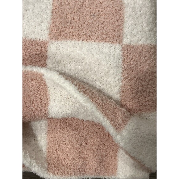 Chick Pea Chenille Baby Blanket Pink White Checkered Squares Soft Cozy Girls New - Picture 3 of 5